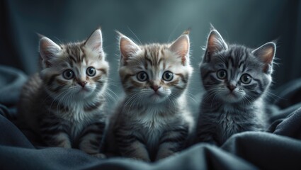 three adorable British Shorthair kittens