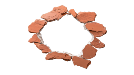 Broken Brick Wall Fragment with Transparent Background for Design Use