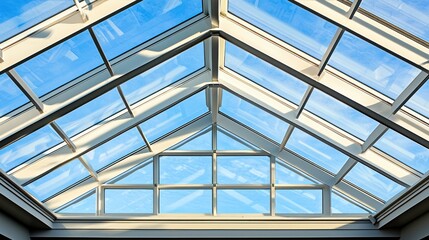 Skylight Architecture: A Stunning View of the Blue Sky Through a Glass Roof