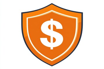 Orange Shield Icon with Dollar Sign Representing Financial Security and Protection