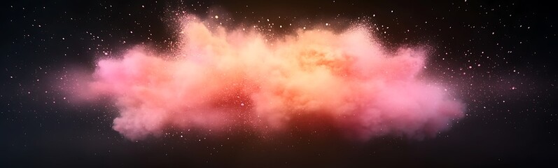 Fototapeta premium Vibrant pink and orange cloud-like formation against a dark background, evoking a dreamy, cosmic atmosphere.