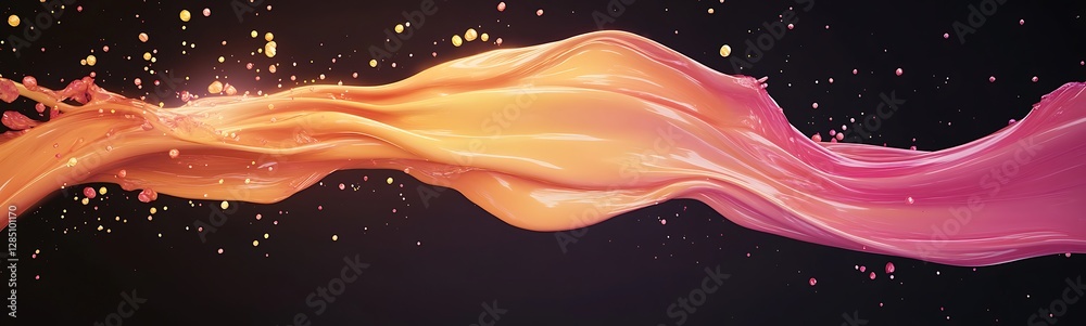 Poster Vibrant flowing colors with a splash effect on a dark background, creating a dynamic visual impact.