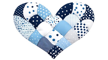 Obraz premium Heart Shaped Patchwork Baby Quilt Blue White Polka Dot Nursery Decor