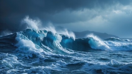 Decorative business photo design featuring a blue wave theme