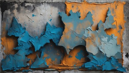 Obraz premium Abstract textured backdrop featuring an oil painting style. Includes graffiti on a concrete surface and inked paper, suitable for Christmas, banners, business materials, and card designs with a rug...