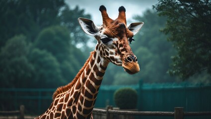 Obraz premium Large reticulated giraffe at the zoo