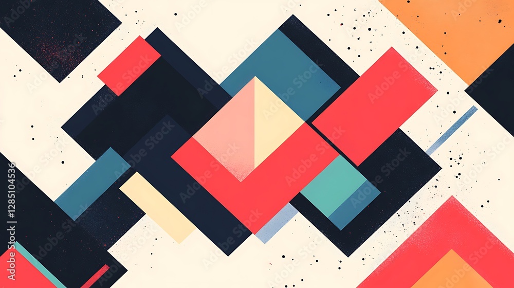 Aufkleber abstract geometric shapes with vibrant colors on a textured background.