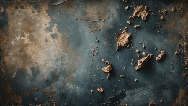 weathered grunge backdrop featuring paint splatters and strokes. Stained and blotched texture elements within the design. Inspired by oil-era aesthetics. Closeup of a straightforward graphic template.