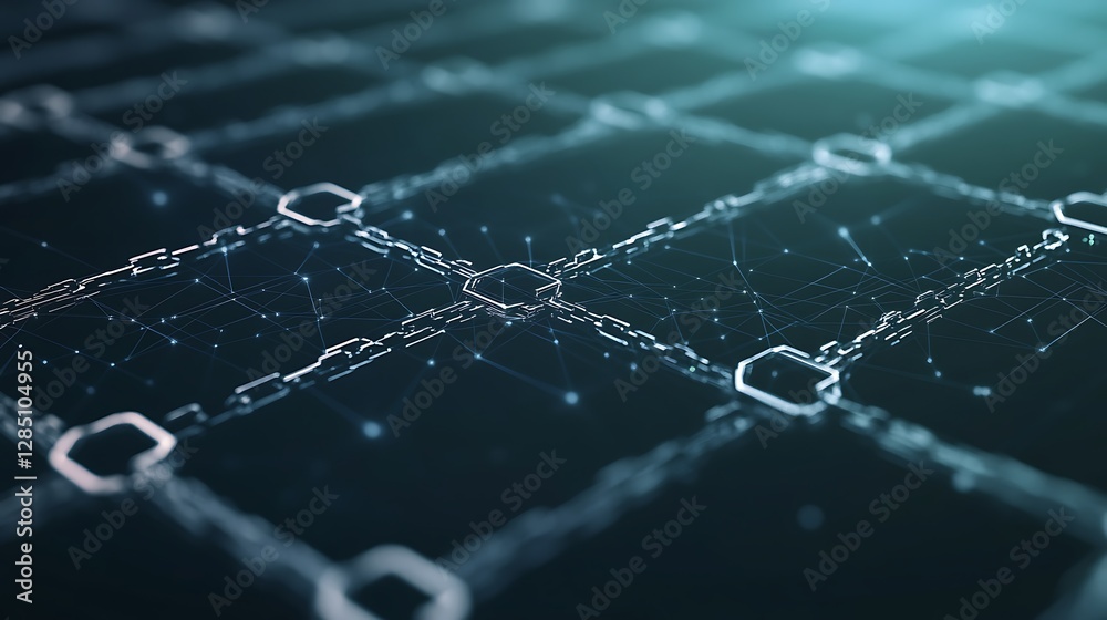 Poster Abstract grid pattern with glowing nodes, representing technology or digital connectivity.
