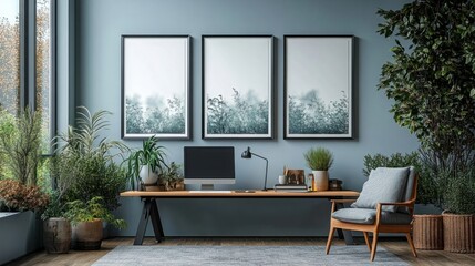 Cozy Minimalist Interior with Natural Light and Green Plants