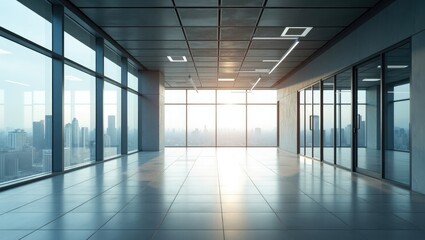 Vacant office area in contemporary structure