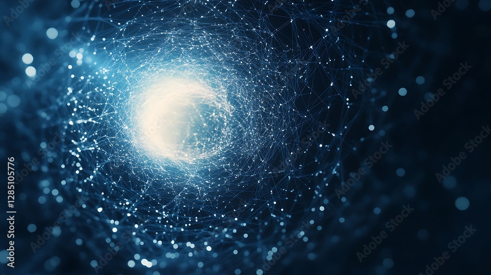 Aufkleber abstract depiction of a luminous, swirling vortex of light and particles in a dark background.