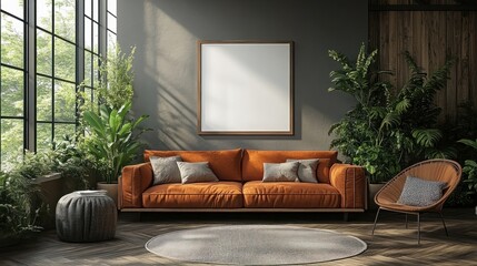 Cozy Minimalist Interior with Natural Light and Green Plants
