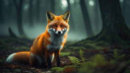 Fototapeta premium Image of a red fox situated in its natural surroundings