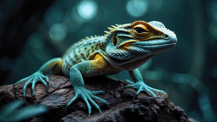 Obraz premium Corytophanes hernandezii, known as the casque-headed lizard, is a tree-dwelling species found in Central America.