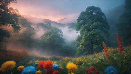 A depiction of a vibrant natural scenery