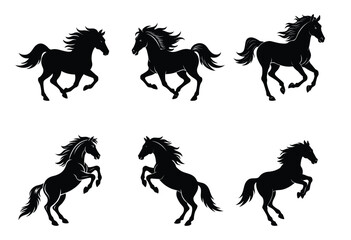 set of horse silhouettes