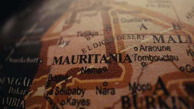 Map of Mauritania in Africa.