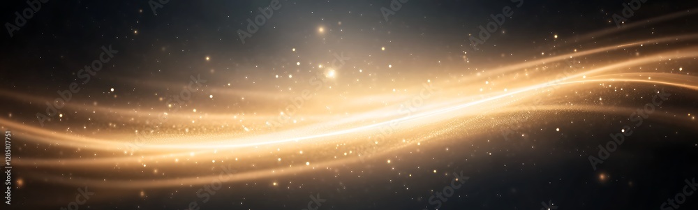Poster glowing light streaks create an ethereal atmosphere with a dark background.