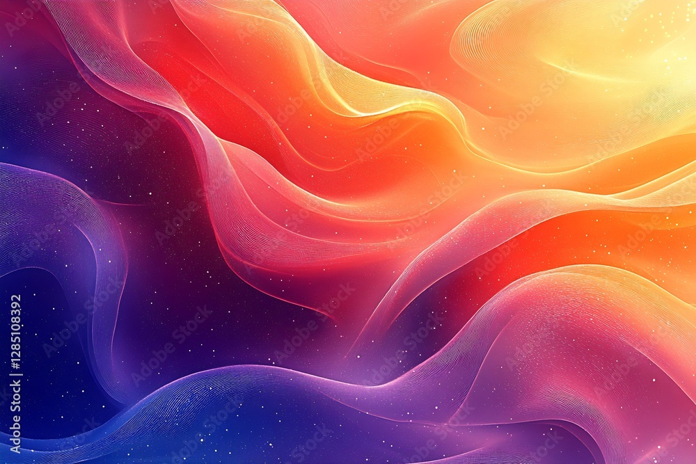 Aufkleber Vibrant abstract wave patterns in warm and cool colors creating a beautiful digital background : Generative AI