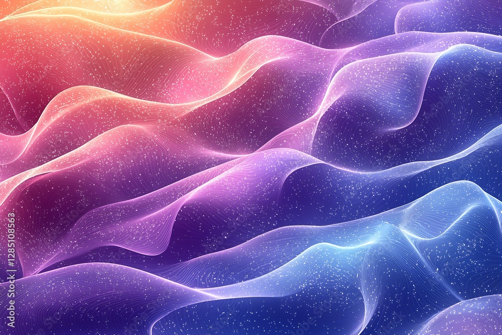 Poster Abstract Colorful Waves of Light and Particles Creating a Dreamy Background Image : Generative AI