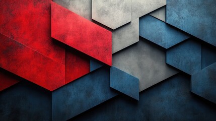 Geometric Low-Poly Abstract Flag Design with Red, White, and Blue
