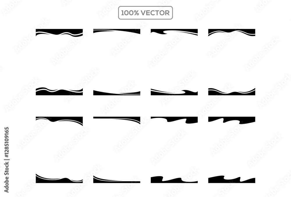 Wall mural header shape background for website design. vector blue border for banner. abstract divider for bott