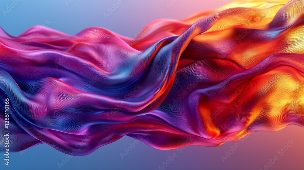 Poster Abstract flowing waves of vibrant colors in vivid hues, creating an ethereal and dynamic visual experience : Generative AI