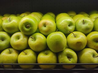 Green apples in the market