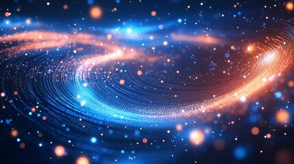 Obraz premium A mesmerizing cosmic swirl with vibrant blue and orange hues creating a stunning visual effect