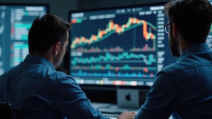 Traders analyzing stock and forex charts to enhance profitability and ROI through strategic discussions.