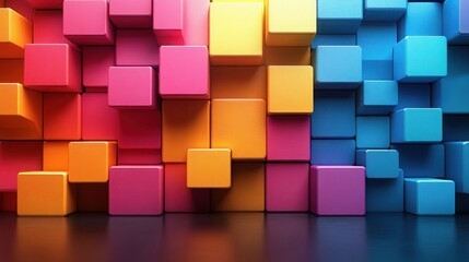 Vibrant Abstract Geometric Background with Colorful 3D Shapes