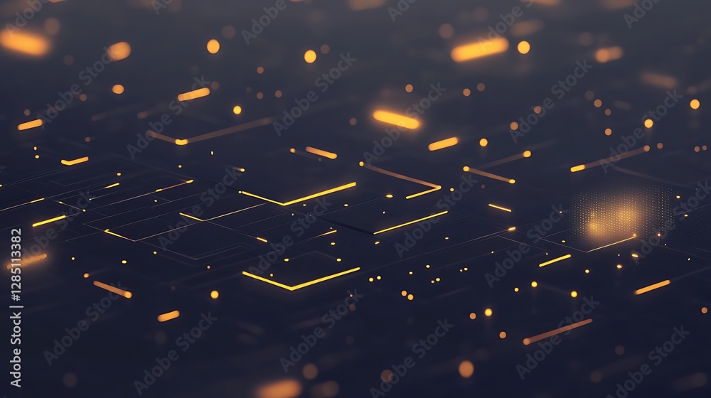 Aufkleber abstract digital background with glowing geometric shapes in dark tones.
