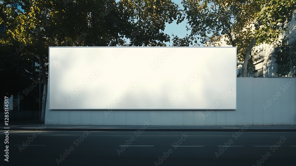 Aufkleber blank advertising billboard surrounded by urban greenery and open space under a bright sky : generat