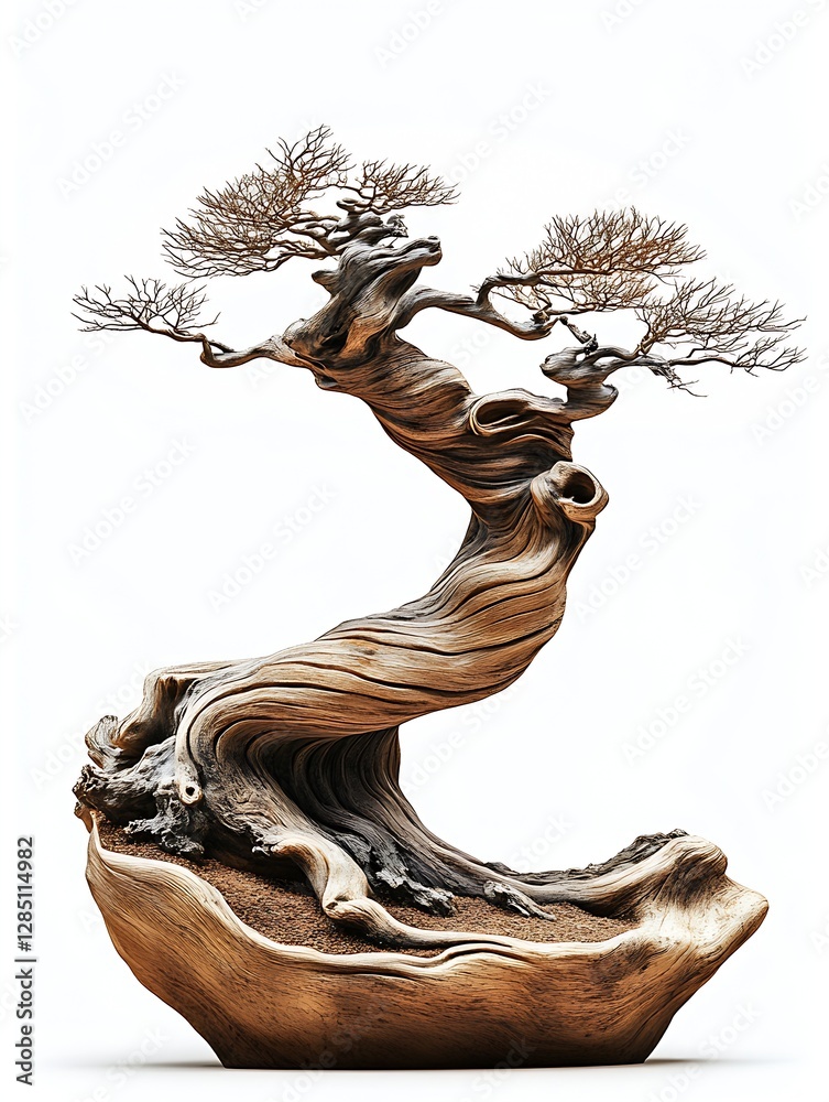 Poster stunningly crafted bonsai tree with intricate branches and elegant curves showcasing nature's artist