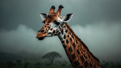 Obraz premium Somali giraffe (Giraffa camelopardalis reticulata), commonly referred to as the reticulated giraffe.