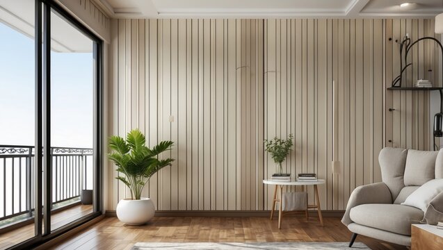 Interior wall decoration using PVC plastic panels and siding.