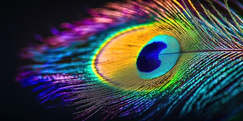 Fototapeta premium Colorful feather with a blue eye