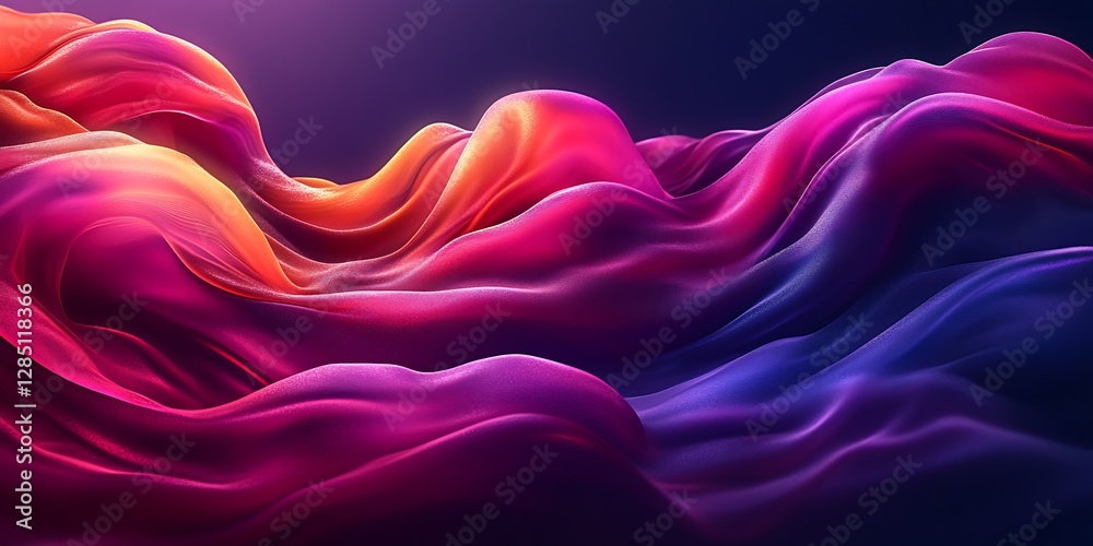 Leinwandbilder Abstract Flowing Fabrics in Bright Colors Creating a Dreamy Texture Pattern : Generative AI