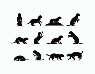 Fototapeta premium Prairie Dog Silhouette Set EPS Template