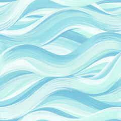Watercolor brush stroke seamless pattern vector. Abstract pastel blue curve. Flowing line, wave, sea. Elegant design for fabric, scarf, cloth, print, card, wrapping, paper, cover, banner, decor.