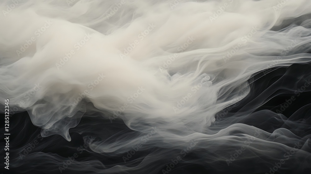 Aufkleber Abstract swirling white smoke on a dark background creating a soft and ethereal visual effect.