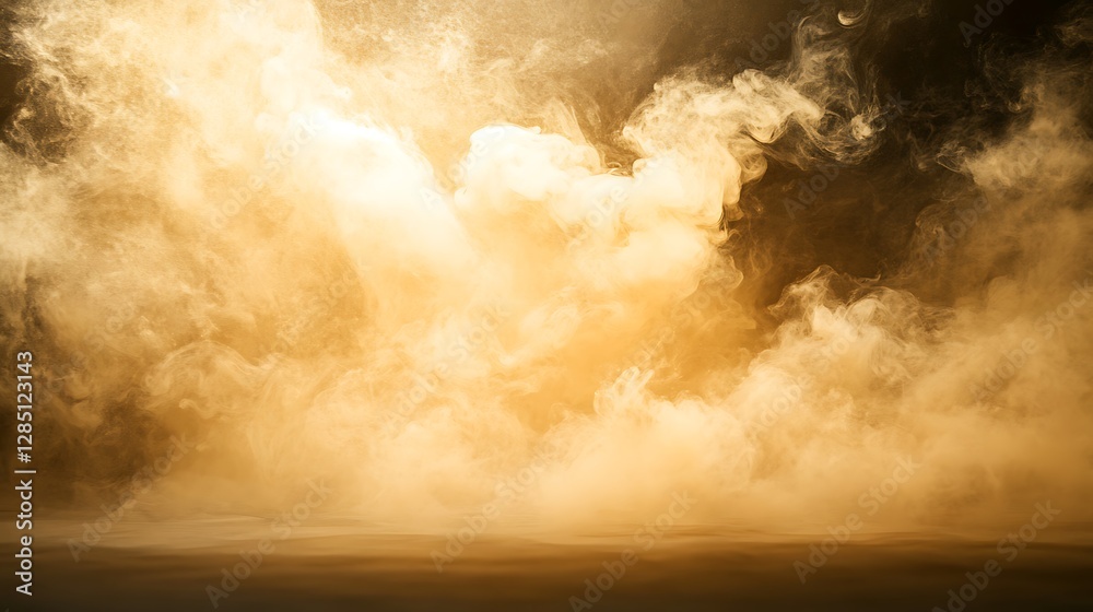 Poster mysterious golden mist fills the air, creating an ethereal and atmospheric scene.
