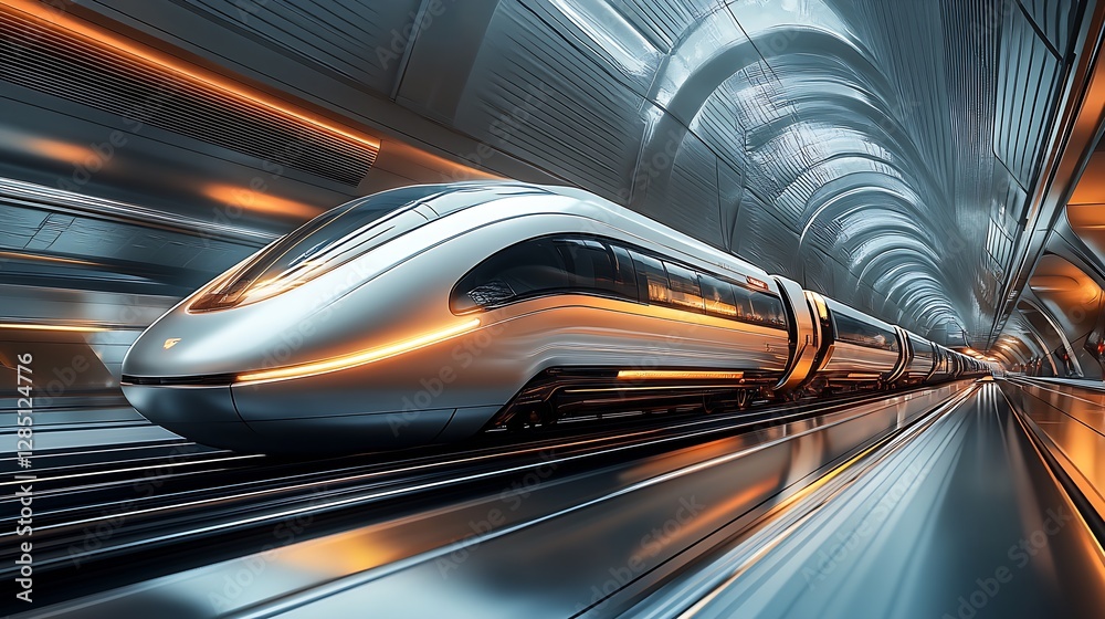 Aufkleber sleek futuristic train design showcasing speed and modern architecture in urban setting : generative