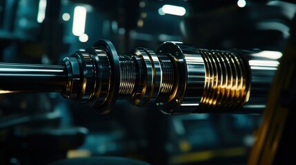 Naklejka premium Precision Engineering: A Close-Up of a Complex Metallic Mechanism