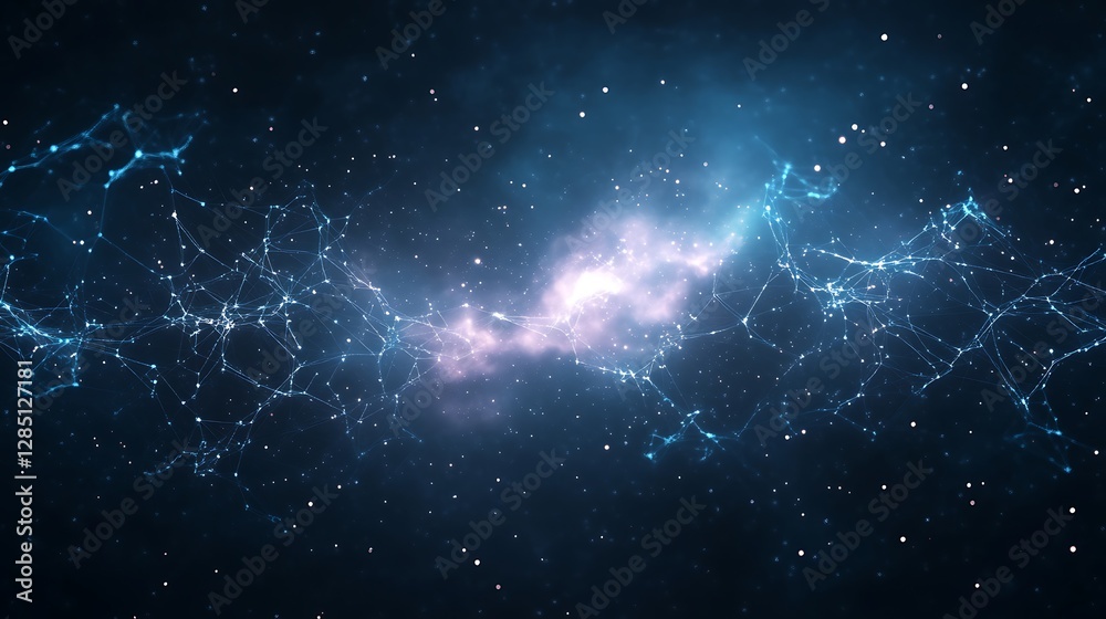 Poster cosmic scene featuring vibrant colors and stars set against a deep space backdrop.