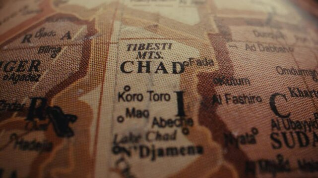 Chad country on a map of Africa.