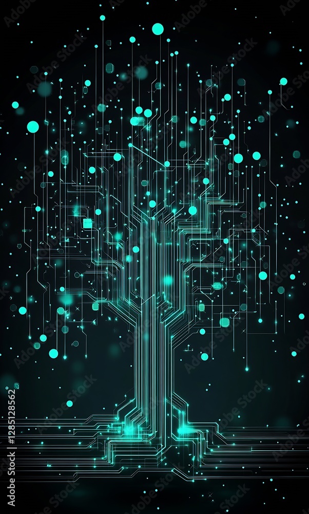 Leinwandbilder stunning digital tree artwork highlighting network connections and modern data flow : generative ai