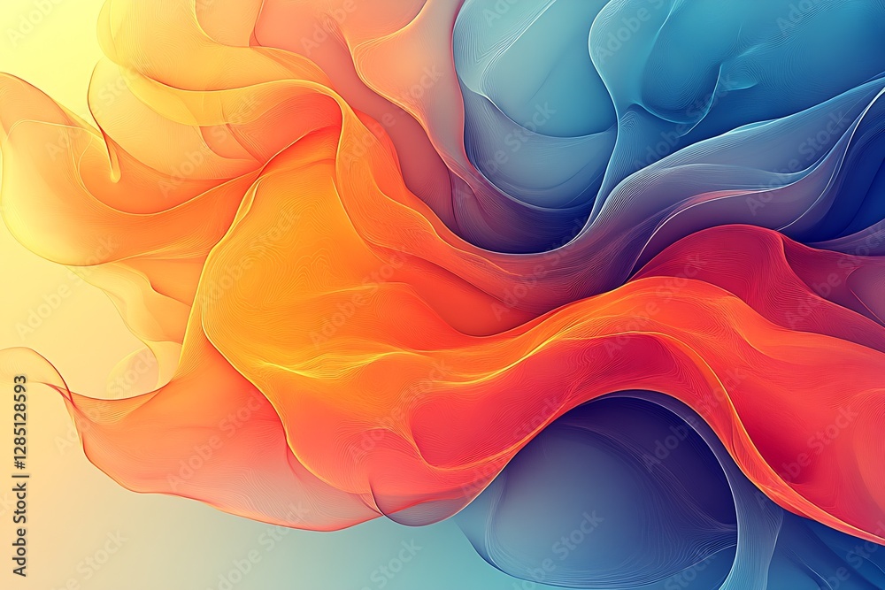 Leinwandbilder vibrant abstract fabric waves in orange and blue tones creating a captivating visual experience : ge