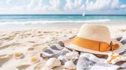 Obraz premium A detailed shot of a colorful beach hat